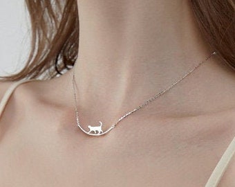 cat necklace silver