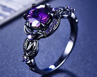 GoodGameWellPlay Jewellery Ring Embellished Crystals for Women Finger Ring,8,Purple GoodGameWellPlay Jewellery Ring Embellished Crystals for Women Finger Ring,8,Purple