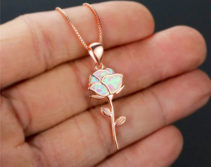 Rose Gold Rose Necklace Flower Jewelry Flower Necklace Rose Jewelry