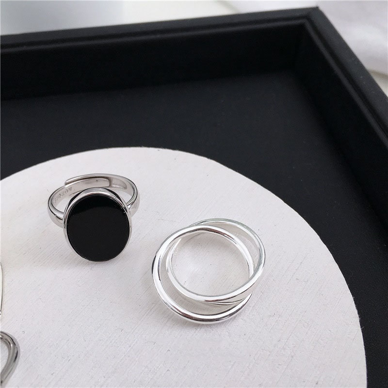 Black Resin Fashion Ring Silver Fashion Jewelry Silver Resin | Etsy