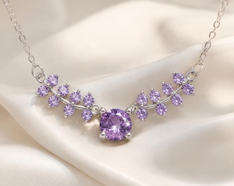 Amethyst Necklace, Purple Sterling Silver Statement Pendant