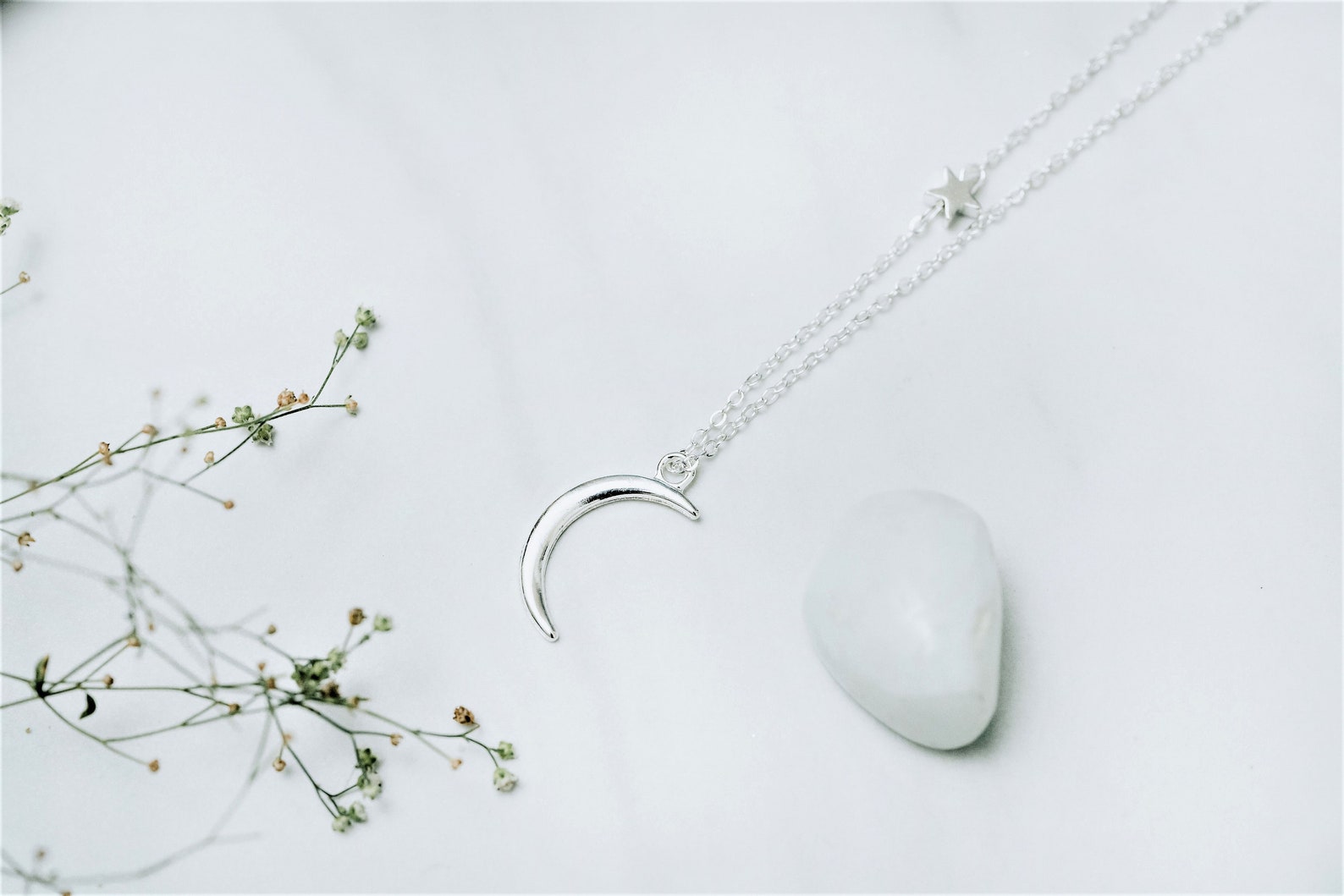 Moon And Star Necklace Star And Moon Necklace Moon Necklace Etsy