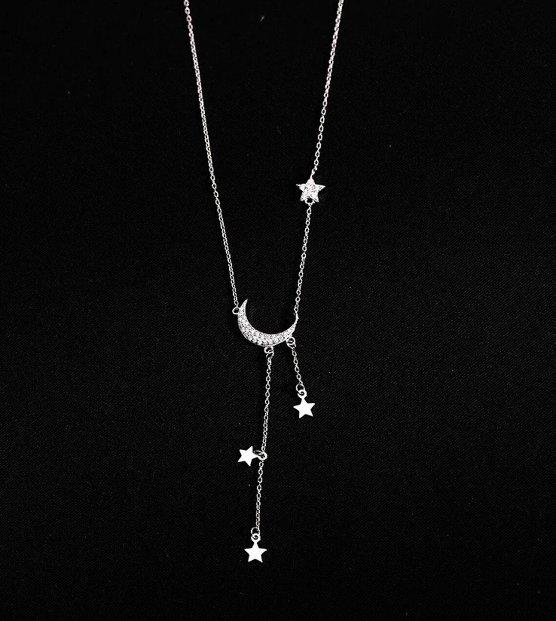 Sterling Silver Moon Necklace Moon and Star Necklace Moon Etsy