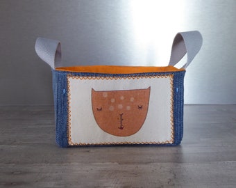 Panier de rangement en tissu motif chat