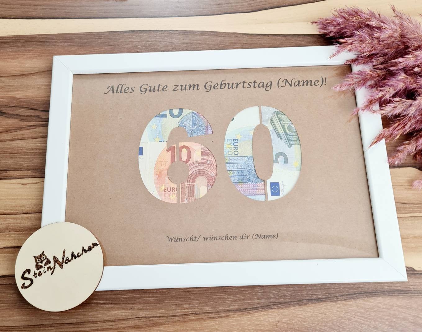 Wunderschne Geldgeschenk Bilderrahmen 60 Geburtstag Ebenbild