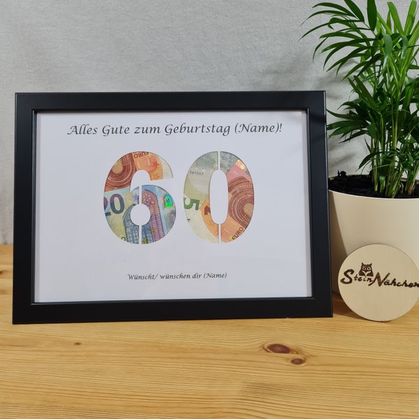 geldgeschenk bilderrahmen 60. geburtstag