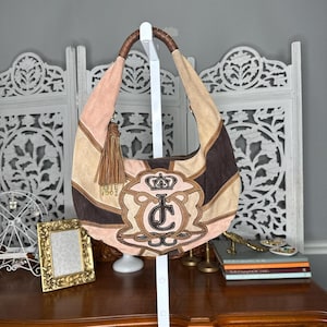 Juicy Couture Pink/Brown Patchwork Shoulder Bag HTF Rare