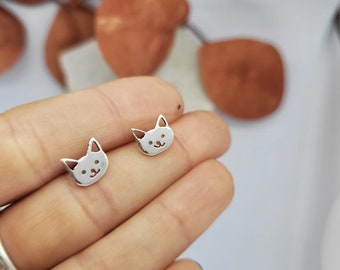 Handmade Kitten Earrings in Sterling Silver, Cat Earrings, Kitten Jewelry, Gift for Pet Lovers
