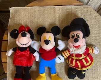 Vintage 1990s 10 inch tall Mickey and Minnie Mouse set of 3