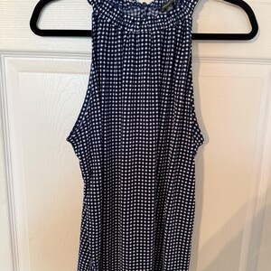 Adrianna Papell Navy and White Gingham Smocked Top (inv# 208) immagine 9