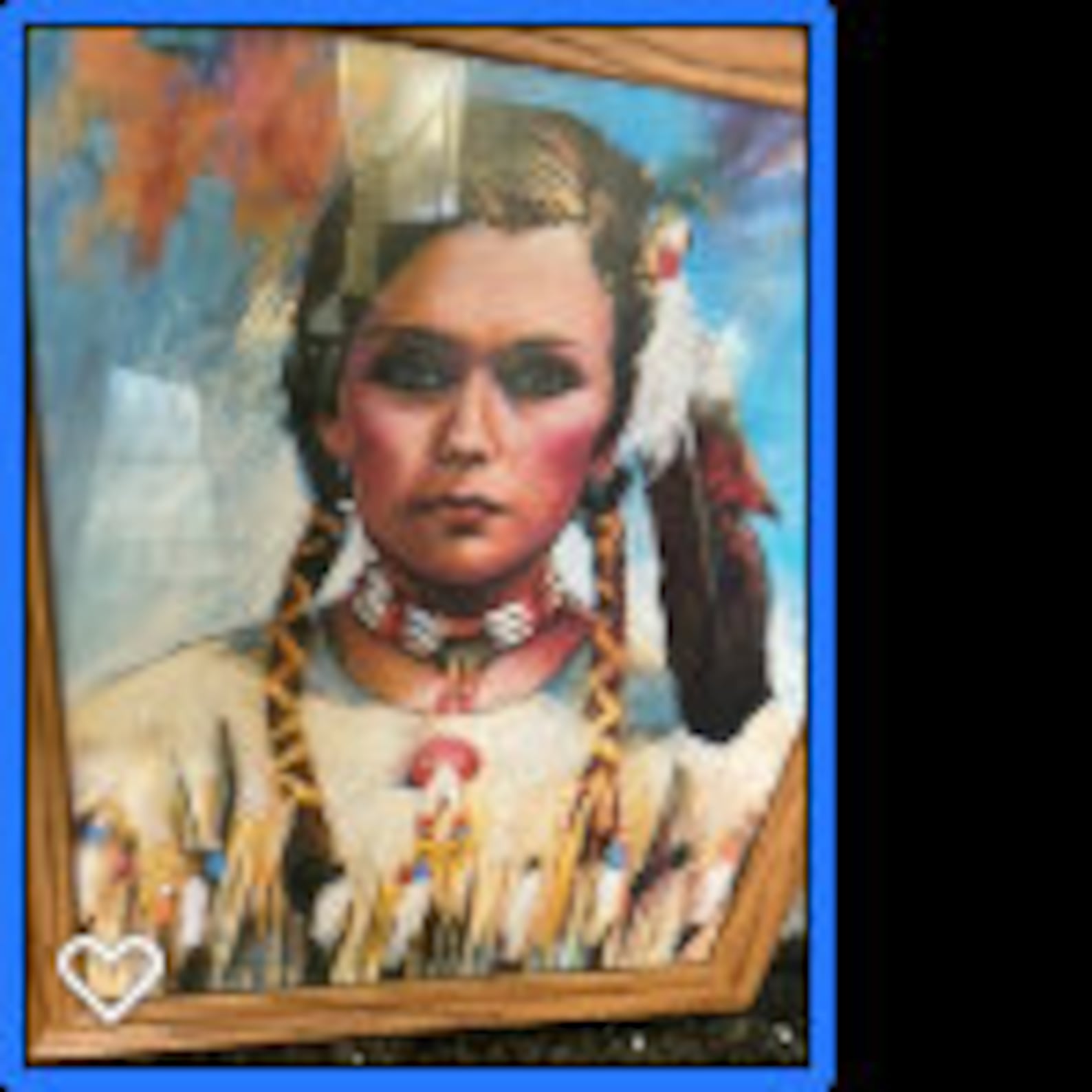 Native American Picture Framed With Wooden Frame and Glass 19 Etsy