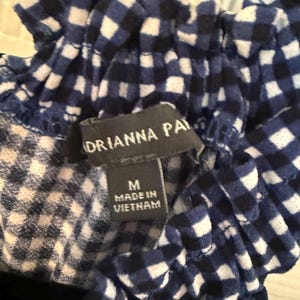 Adrianna Papell Navy and White Gingham Smocked Top (inv# 208) immagine 12