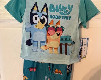 Unisex Road Trip Teal Kids Pajama Set (inv# 230)