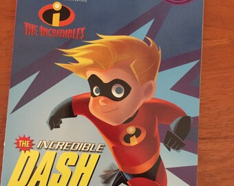 May include: A Step into Reading book titled "The Incredible Dash" featuring Dash from Disney Pixar's The Incredibles. The cover shows Dash in his red superhero suit, with the text "Step 3" in a purple circle.