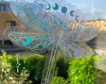 Dragonfly Suncatcher | Suncatcher - Window sticker, sticker, rainbows, Holographic, Suncatcher, Sun catcher for a window, Rainbow suncatcher