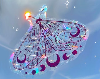 Moth Suncatcher | Suncatcher - Window sticker, sticker, rainbows, Holographic, Suncatcher, Sun catcher for a window, Rainbow suncatcher