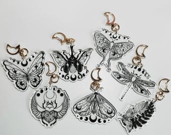 Celestial insect Epoxy Keychains - With Constellation Wings, Unique Night Sky Accessory! Moth, Beetle, Butterfly, Dragon Fly.