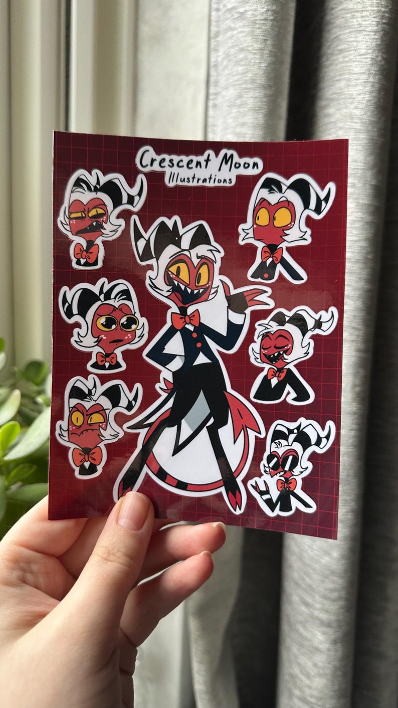 Helluva boss sticker sheet | Fizzarolli, Blitz, Stolas and baby's | Helluva boss Fan Merch | Waterproof | Bullet journal, laptop sticker Moxxie