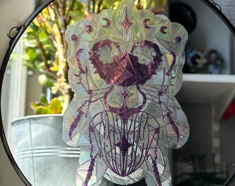 Purple Chrome Beetle Sun Catcher | Iridescent Insect Window Decor | Fantasy Bug Charm | Cottagecore & Magical Room Accent