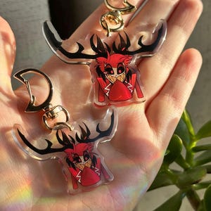 Vox, Lucifer & Alastor Hazbin Hotel Keychain - Perfect for fans! Enchanting design and decorative. Must-have for Hazbin Hotel enthusiast! Demon Alastor(Small)