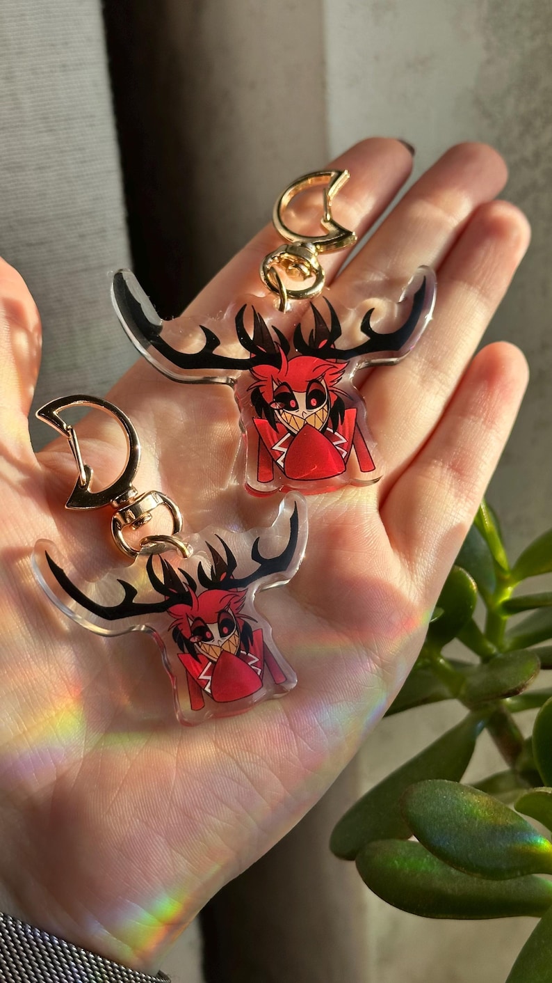 Vox, Lucifer & Alastor Hazbin Hotel Keychain - Perfect for fans! Enchanting design and decorative. Must-have for Hazbin Hotel enthusiast! Demon Alastor(Small)