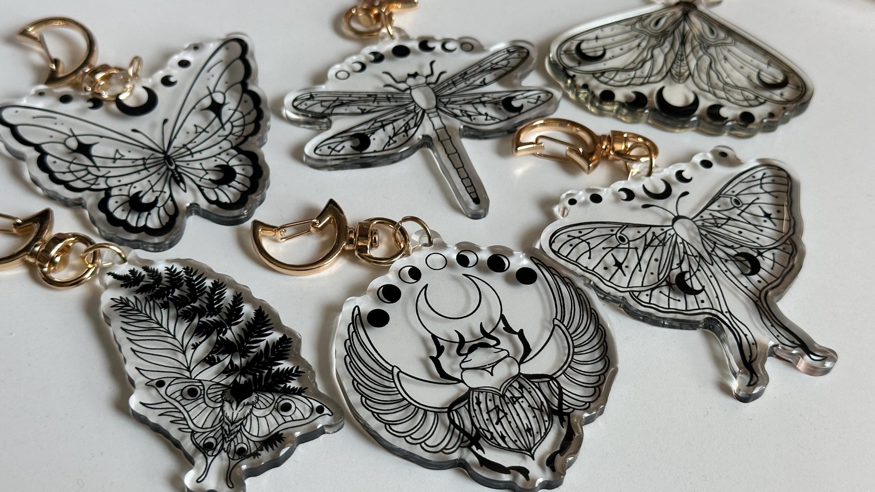 Moth Key Racks Celestial Insect Epoxy Keychains - Last of Us - With Constellation ...