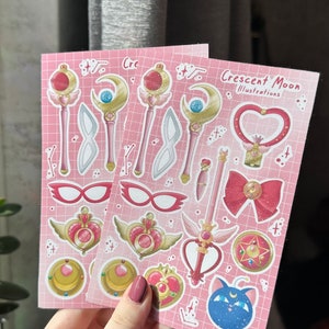 Planche d'autocollants Sailor Moon – Autocollants magiques et imperméables pour fans et collectionneurs, parfaits pour les bullet journals, le scrapbooking et les ordinateurs portables
