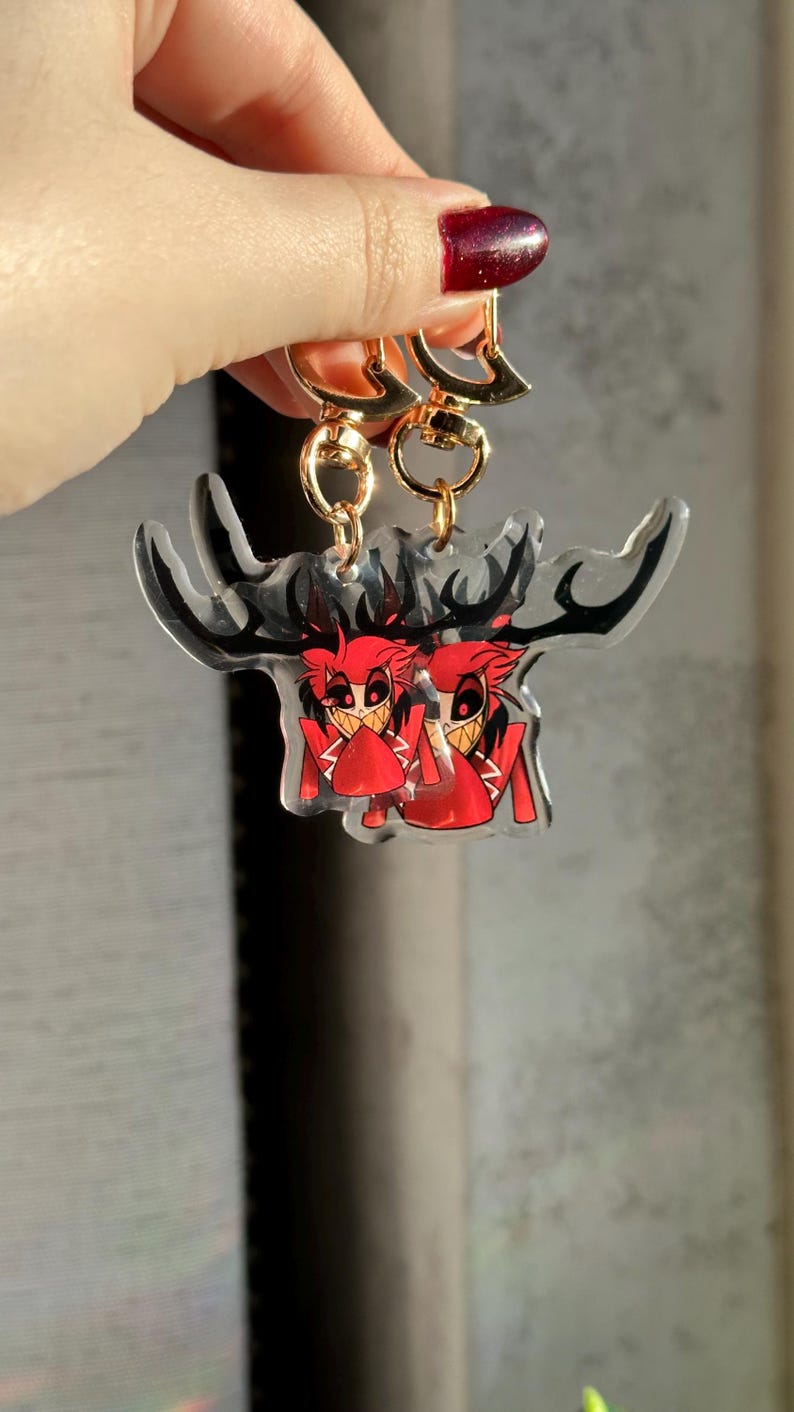 Vox, Lucifer & Alastor Hazbin Hotel Keychain - Perfect for fans! Enchanting design and decorative. Must-have for Hazbin Hotel enthusiast! image 10