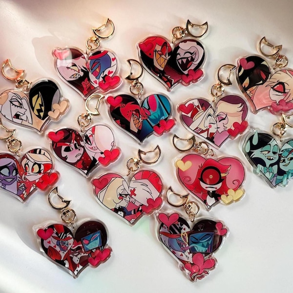 Hazbin Hotel Apoxy Keychains: Alastor, Vaggie, Husk, Angel Dust, Charlie, Valentino, Vox, Lucifer, Lilith, Cherri, Sir P, Niffty, Rosie