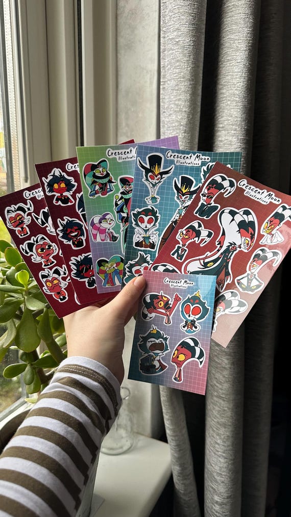 Helluva boss sticker sheet | Fizzarolli, Blitz, Stolas and baby's | Helluva boss Fan Merch | Waterproof | Bullet journal, laptop sticker