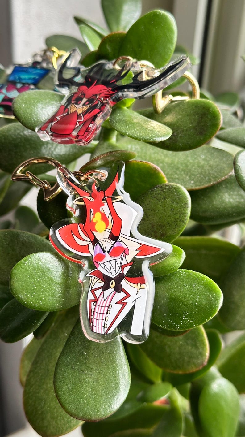Vox, Lucifer & Alastor Hazbin Hotel Keychain - Perfect for fans! Enchanting design and decorative. Must-have for Hazbin Hotel enthusiast! image 12