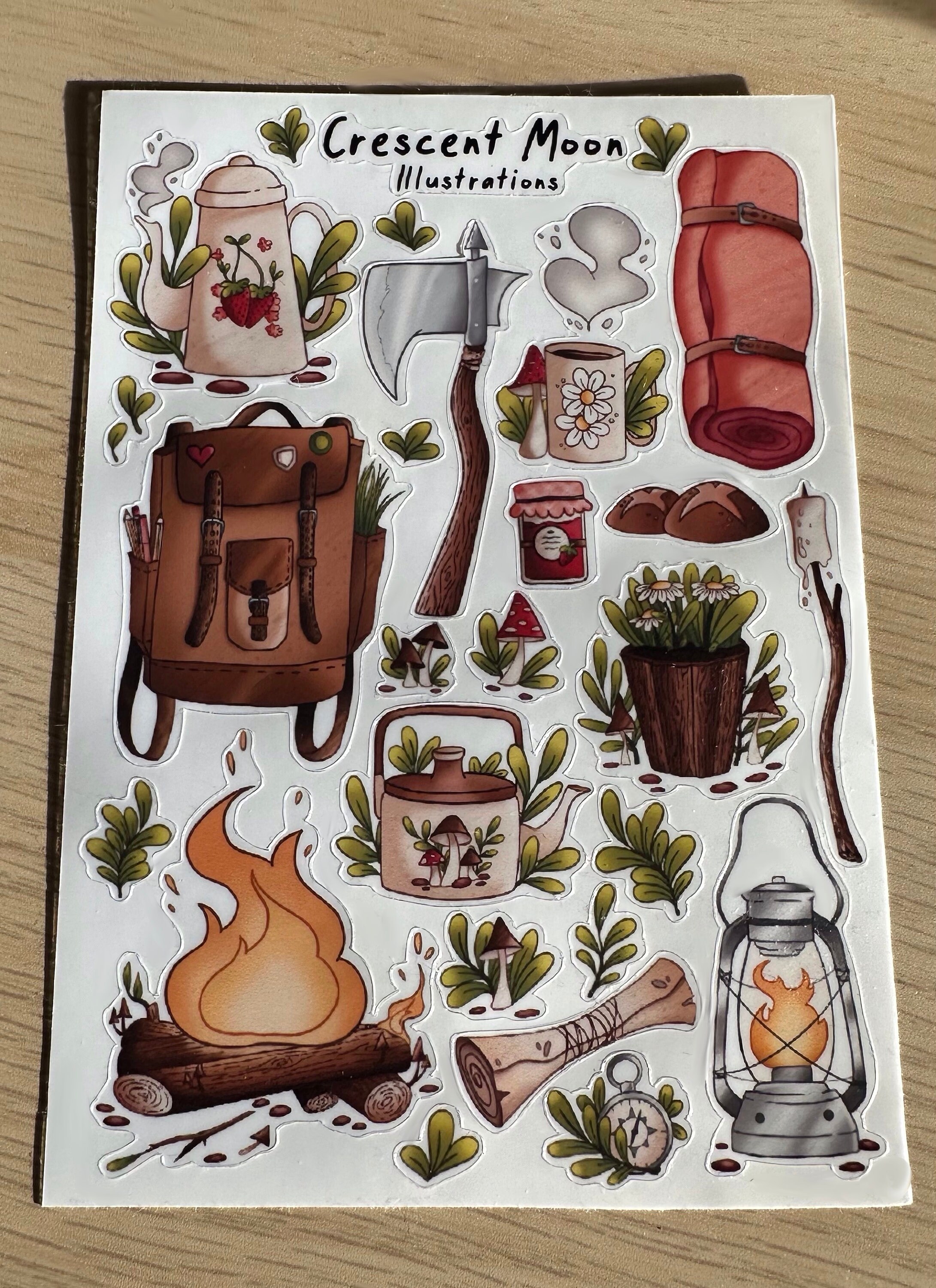 Camping Adventure Sticker Sheet - Waterproof Outdoor Stickers for ...