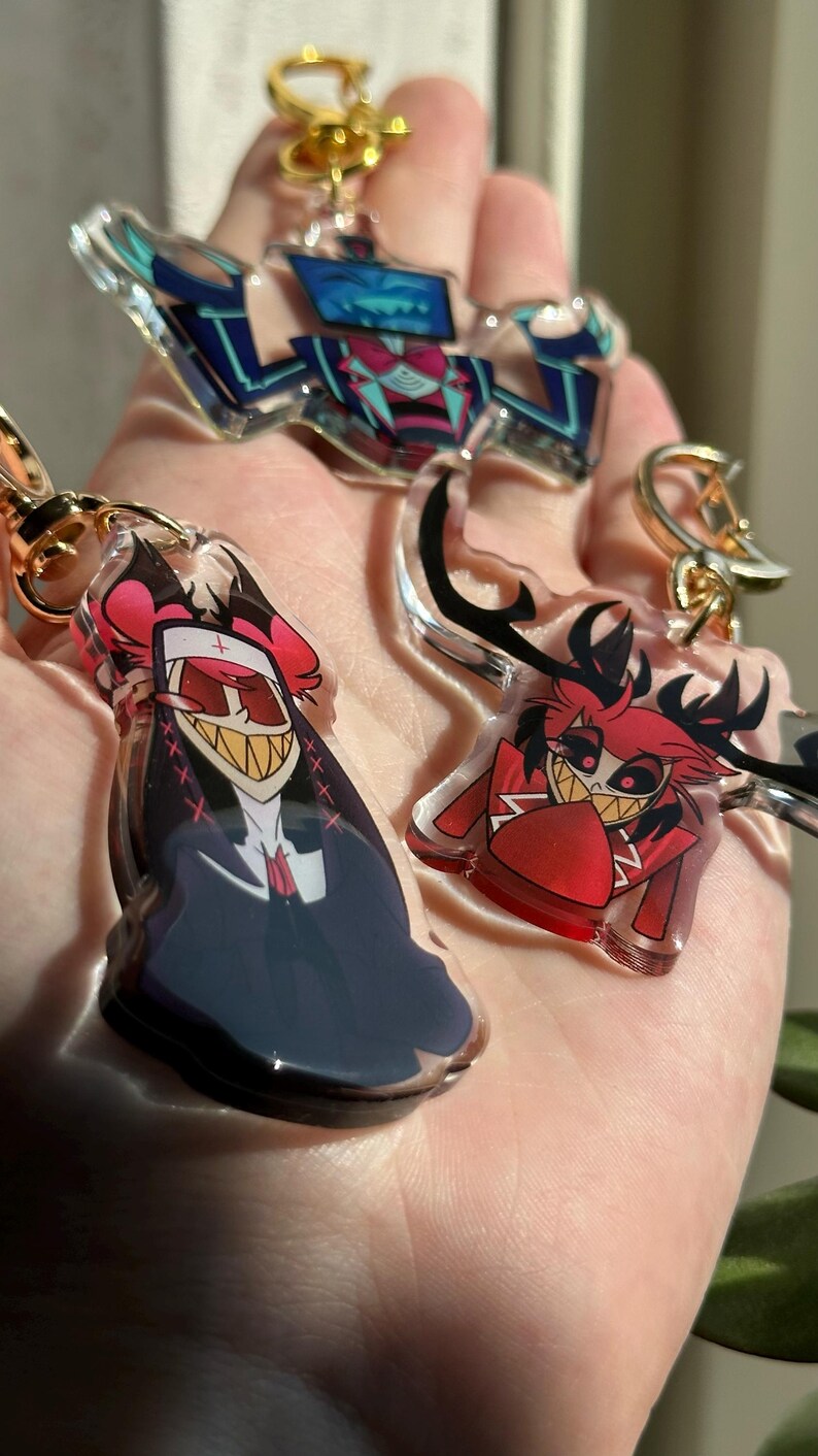 Vox, Lucifer & Alastor Hazbin Hotel Keychain - Perfect for fans! Enchanting design and decorative. Must-have for Hazbin Hotel enthusiast! image 6