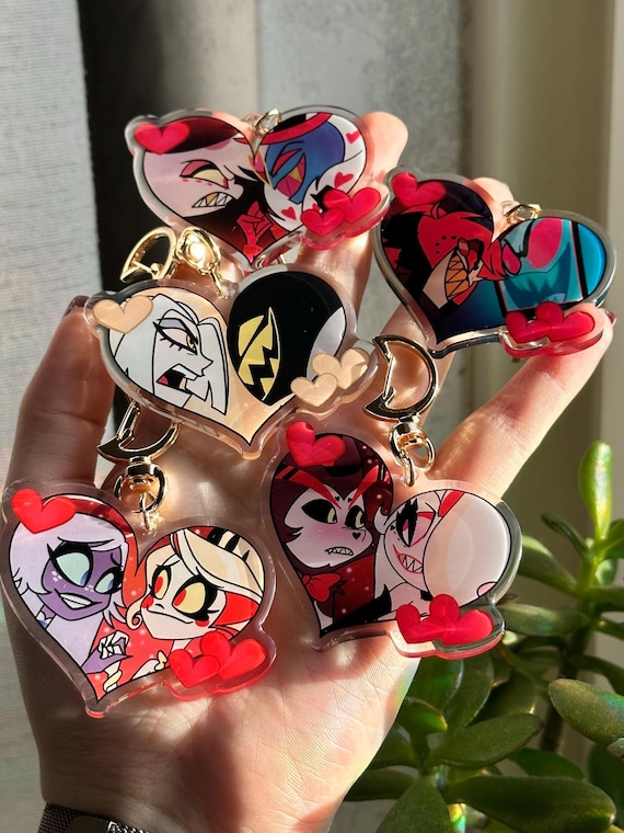Hazbin Hotel Apoxy Keychains: Alastor, Vaggie, Husk, Angel Dust