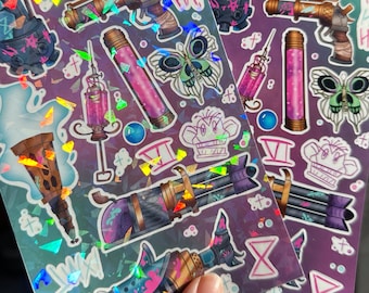 Foglio di adesivi di Arcane Jinx | Decalcomanie esplosive e dinamiche | League of Legends | Serie Netflix | Bullet journal, scrapbooking, adesivi per laptop