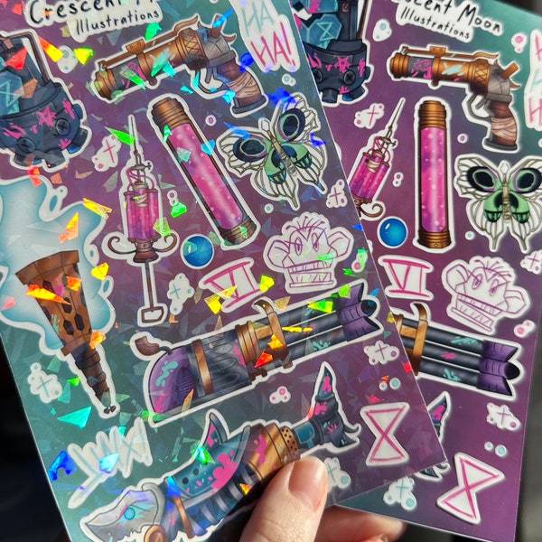 Arcane Jinx Sticker Sheet | Explosive and Dynamic Decals | League of Legends | Netflix Show | Bullet journal, scrapbooking, laptop sticker