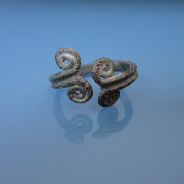 Scythian Half Ring with Spirals and Patina. Authenric Ancient Ring. Iron Age. Jewelry from the 5-2th century AD