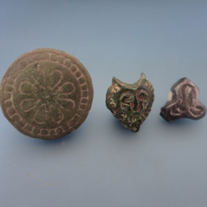 Ancient Three Brooches for Attaching Belt. Artifacts of Slavic Type 12-13th century AD image 1