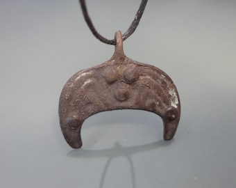 Old Norse Crescent. Scandinavian Moon. Medieval Necklace. Scandinavian Amulet of Fertility circa 10th-12th century AD