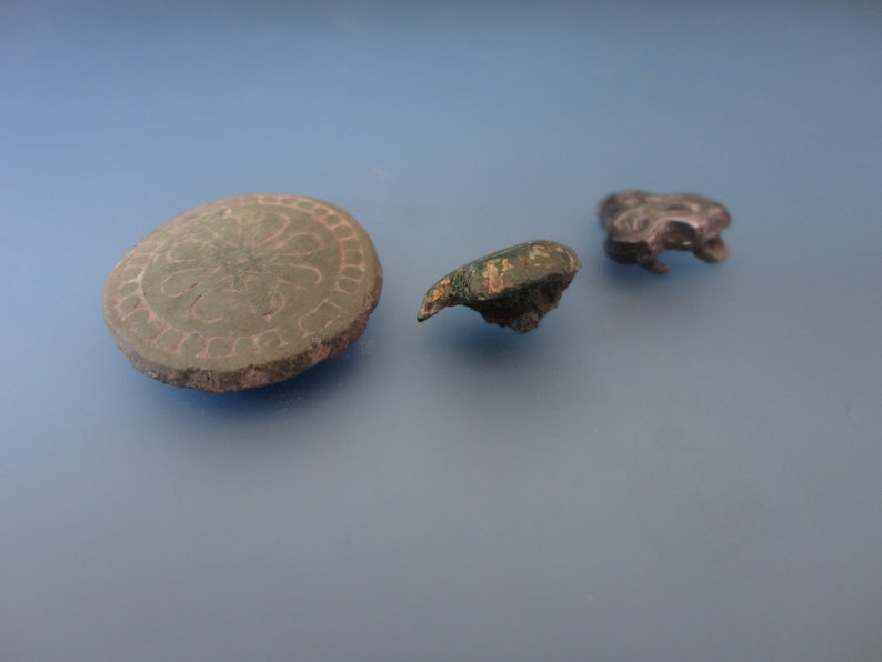 Ancient Three Brooches for Attaching Belt. Artifacts of Slavic Type 12-13th century AD image 6