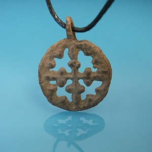 Medieval Pendant. Millennial Artifact. Viking Men's Necklace. Sun Cross Amulet 900-1100 AD