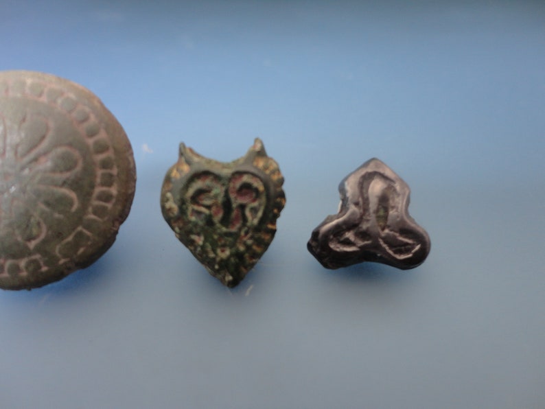 Ancient Three Brooches for Attaching Belt. Artifacts of Slavic Type 12-13th century AD image 5