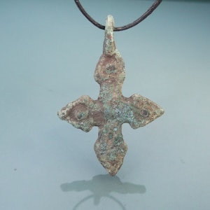 Ancient Scandinavian Cross with Thick Patina. Millennial Artifact of the Vikings. Christian Artifact. Medieval Necklace 10-12th century AD