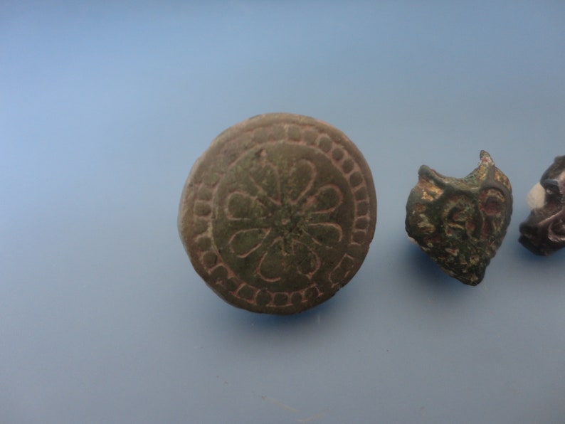 Ancient Three Brooches for Attaching Belt. Artifacts of Slavic Type 12-13th century AD image 4