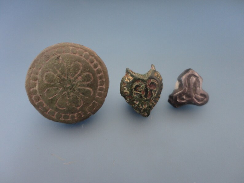 Ancient Three Brooches for Attaching Belt. Artifacts of Slavic Type 12-13th century AD image 1
