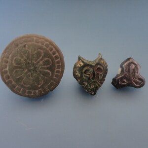 Ancient Three Brooches for Attaching Belt. Artifacts of Slavic Type 12-13th century AD image 2