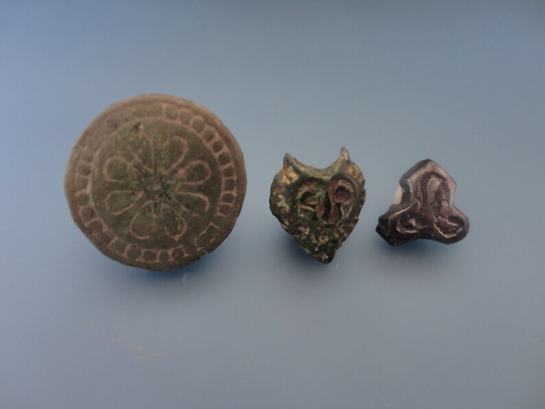 Ancient Three Brooches for Attaching Belt. Artifacts of Slavic Type 12-13th century AD image 2