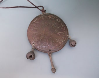 Ancient Medieval Bronze Amulet Sun-Shaped. Ottoman Amulet. Noisy Large Pendant with Bells 13-15th century AD