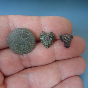 Ancient Three Brooches for Attaching Belt. Artifacts of Slavic Type 12-13th century AD image 8