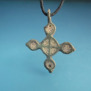 Ancient Original Viking Cross with Enamel. Medieval Christian Artifact 1000-1200 AD